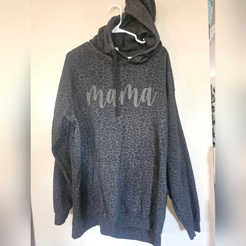 Mama Black Cheetah Sweatshirt Hoodie (LAT Brand 2XL)